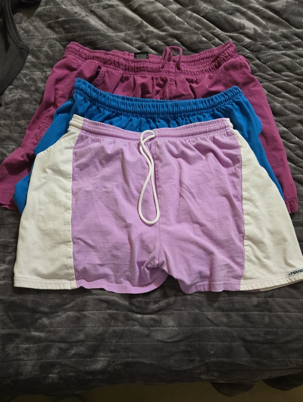 Women's Lavender Contrast-Panel Lounge Shorts